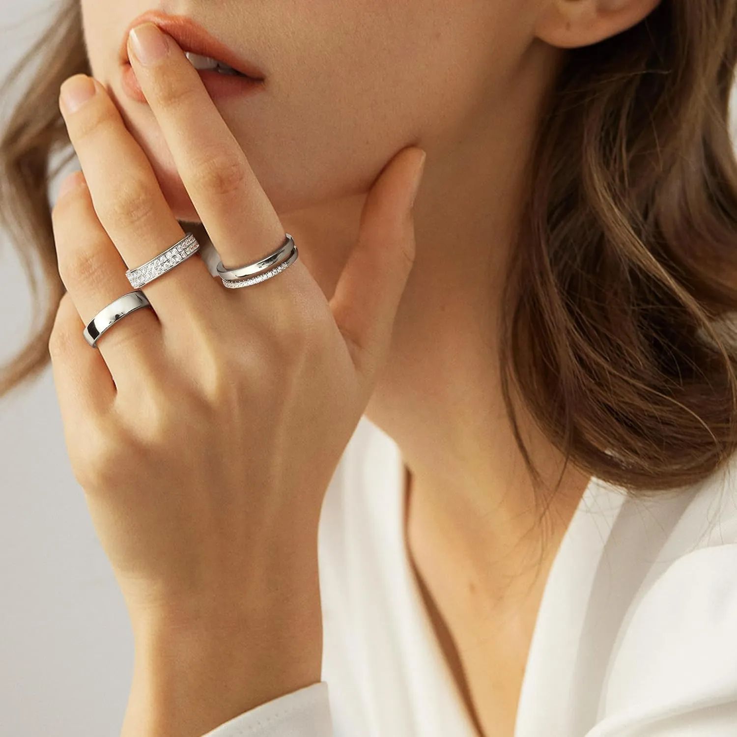 CASSIECA Stackable Gold Rings for Women Non Tarnish Dainty 18K Gold Plated Stacking Rings Set for Women Cubic Zirconia Thumb Wedding Engagement Bands Gold Rings Size 5-10