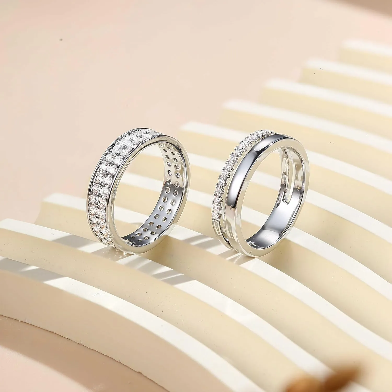 CASSIECA Stackable Gold Rings for Women Non Tarnish Dainty 18K Gold Plated Stacking Rings Set for Women Cubic Zirconia Thumb Wedding Engagement Bands Gold Rings Size 5-10
