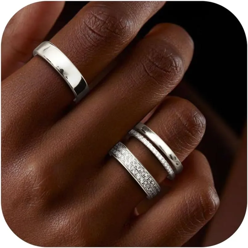 CASSIECA Stackable Gold Rings for Women Non Tarnish Dainty 18K Gold Plated Stacking Rings Set for Women Cubic Zirconia Thumb Wedding Engagement Bands Gold Rings Size 5-10