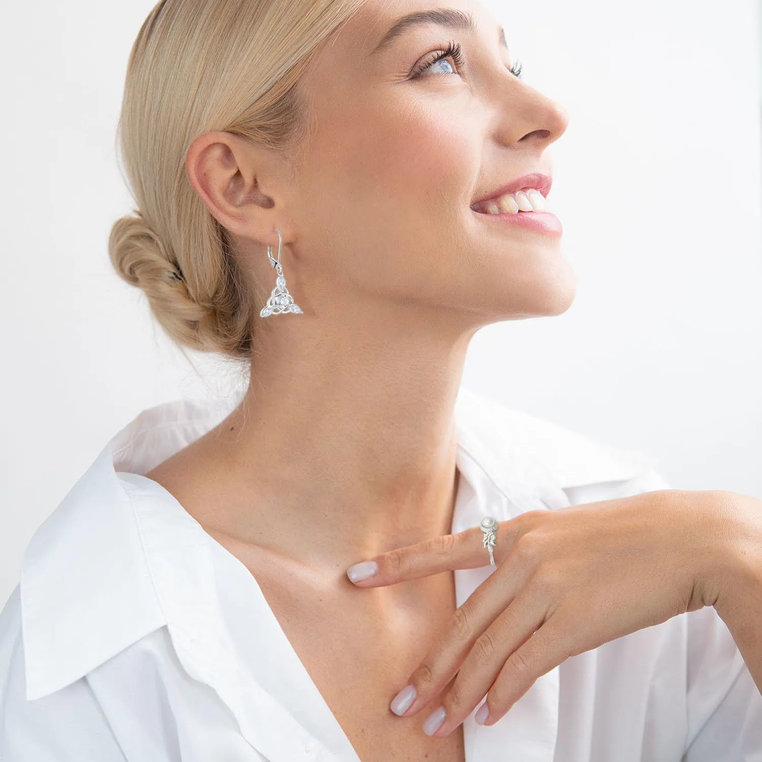 Celtic Knot Earrings for Women 925 Sterling Silver Irish Dangle Drop Leverback Earrings Hypoallergenic Jewelry for Women Mother Her