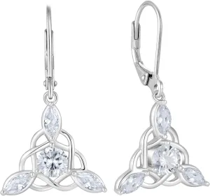 Celtic Knot Earrings for Women 925 Sterling Silver Irish Dangle Drop Leverback Earrings Hypoallergenic Jewelry for Women Mother Her