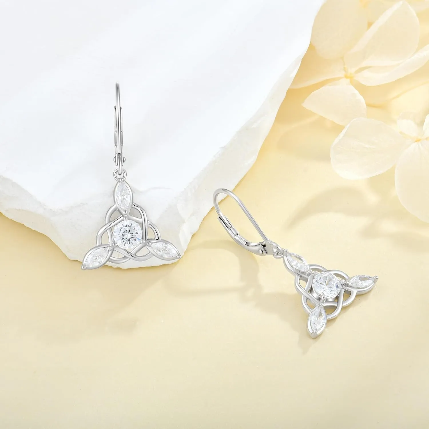 Celtic Knot Earrings for Women 925 Sterling Silver Irish Dangle Drop Leverback Earrings Hypoallergenic Jewelry for Women Mother Her
