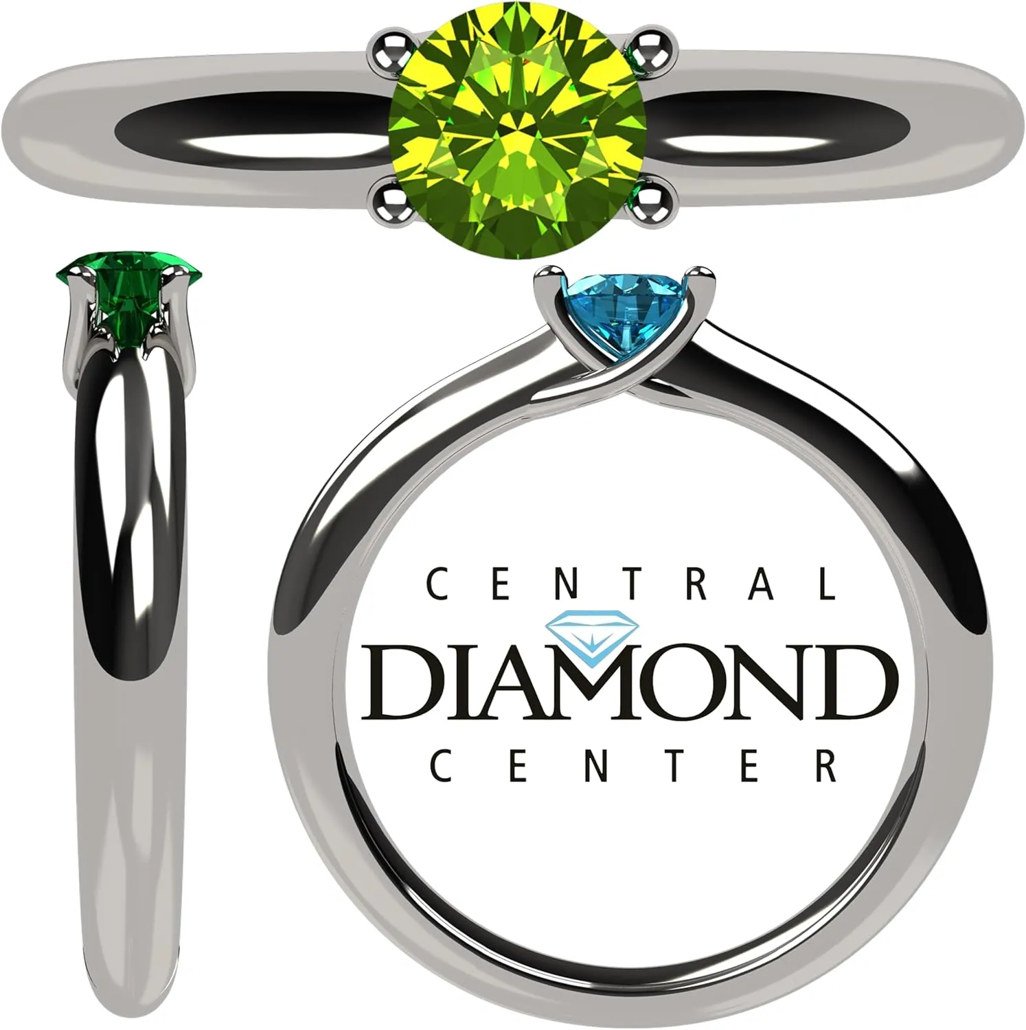 Central Diamond Center Lucita Solitaire Birthstone Ring set in Solid 925 Sterling Silver w/Simulated Gemstone of Your Choice