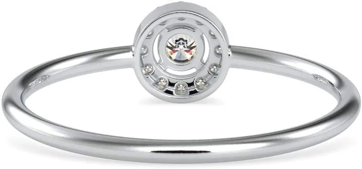 Certified Halo Engagement Ring Studded with Round Natural Diamond in 18k White/Yellow/Rose Gold Anniversary Ring for Women on Her Anniversary Celebration | Couple Promise Ring (0.1 Ct, IJ-SI)