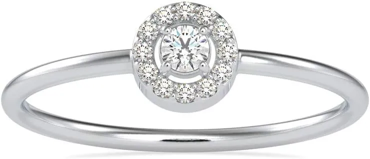 Certified Halo Engagement Ring Studded with Round Natural Diamond in 18k White/Yellow/Rose Gold Anniversary Ring for Women on Her Anniversary Celebration | Couple Promise Ring (0.1 Ct, IJ-SI)