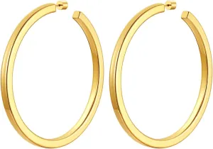 ChainsProMax Hypoallergenic Hoop Earrings for Women, 30/40/60/80MM Small Medium Large Size, Stainless Steel/14K Gold Plated/Black, with Gift Box