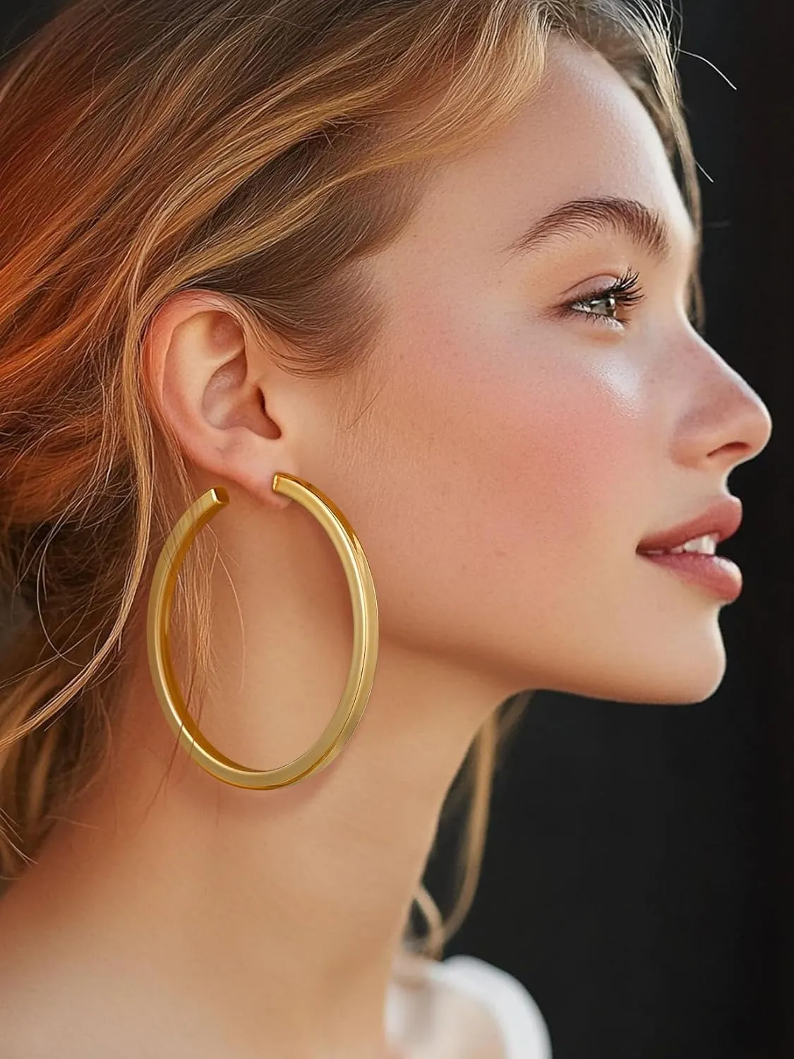 ChainsProMax Hypoallergenic Hoop Earrings for Women, 30/40/60/80MM Small Medium Large Size, Stainless Steel/14K Gold Plated/Black, with Gift Box