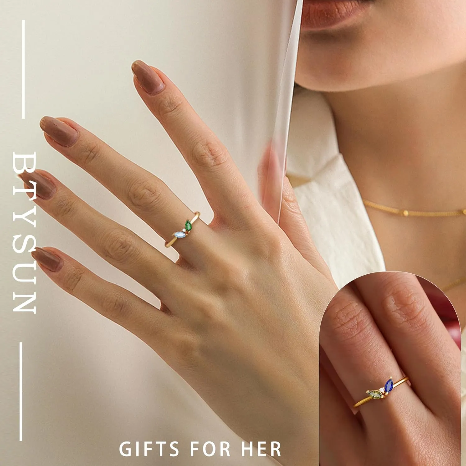 Christmas Gifts for Women Stocking Stuffers Birthstone Rings for Women Gold Rings for Women Non Tarnish with Birthstone 21st Birthday Gifts for Her Daughter Sister Christmas Jewelry