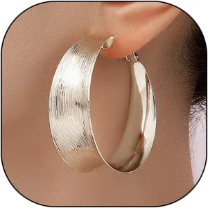 Chunky Gold Hoop Earrings for Women Exaggerated Large Geometric Flat Huggie Hoop Earring Minimalist Wide Post Thick Statement Earring Prom Jewelry Gift