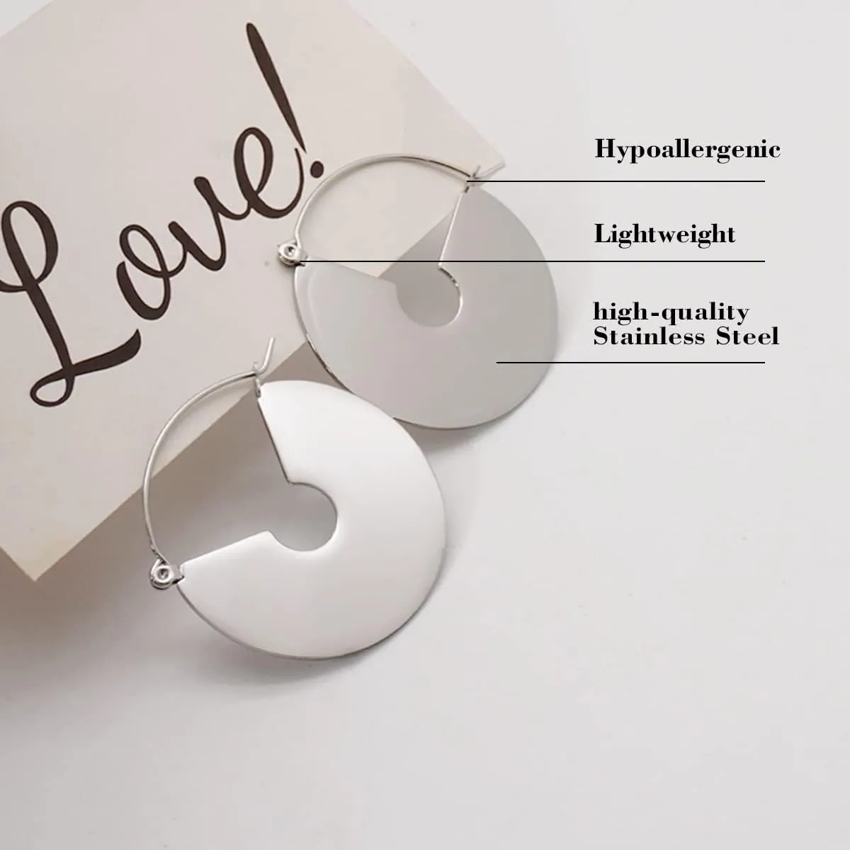 Chunky Gold Hoop Earrings For Women, Small Gold Plated Stainless Steel Statement Earrings