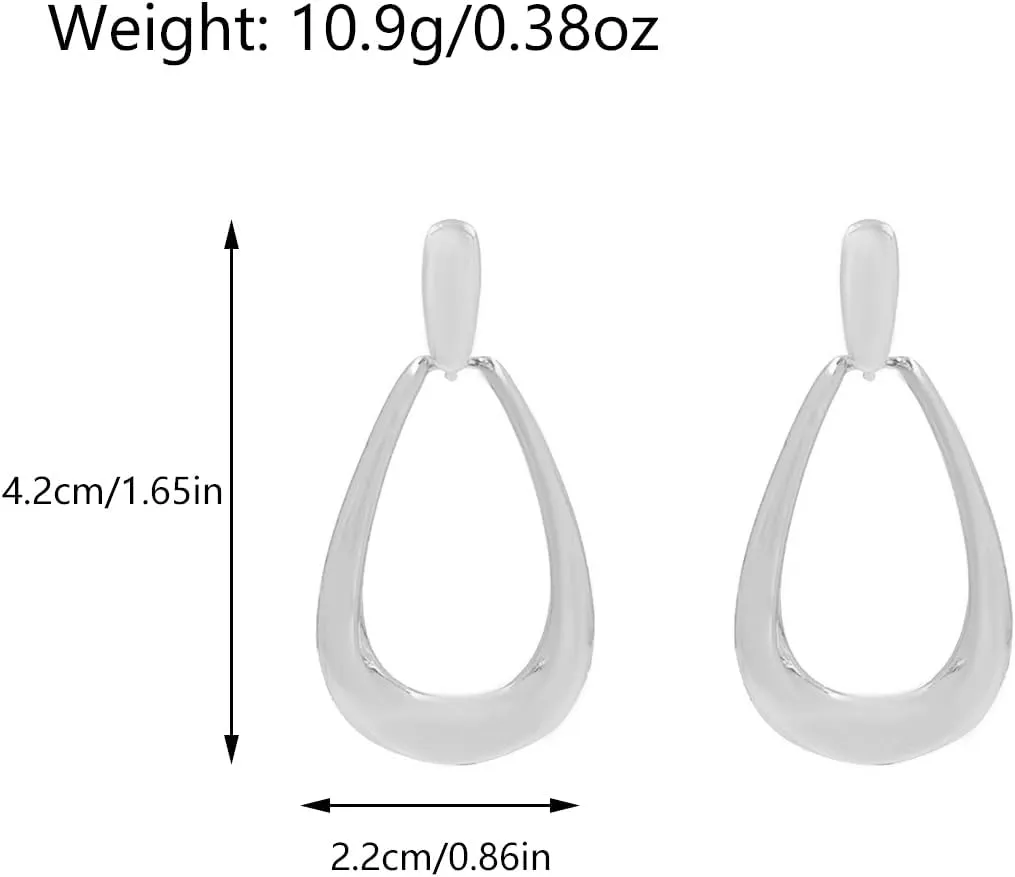 Chunky Gold Oval Dangle Earrings for Women Trendy Waterdrop Statement Dangling Earrings Teardrop Geometry Earrings Birthday Party Jewelry Gifts