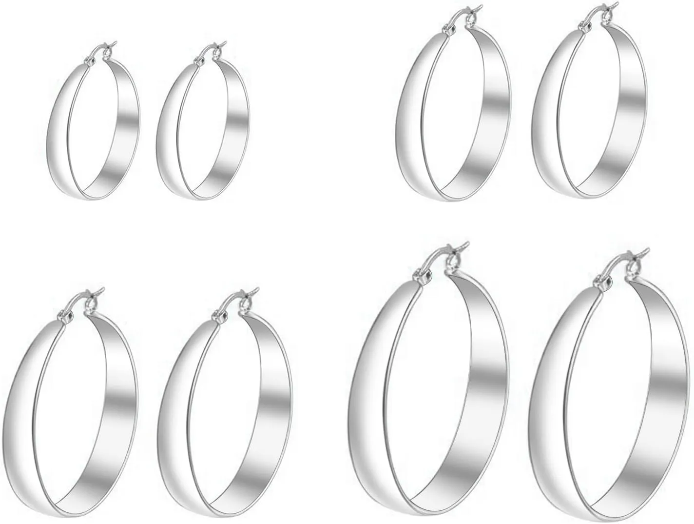 Chunky Hoop Earrings 18K Gold Plated Thick Large Lightweight Round Big Hoop Earring Minimalist Jewelry for Women 30/40/49/60mm