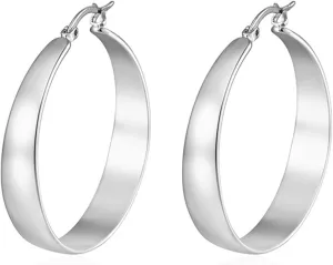 Chunky Hoop Earrings 18K Gold Plated Thick Large Lightweight Round Big Hoop Earring Minimalist Jewelry for Women 30/40/49/60mm