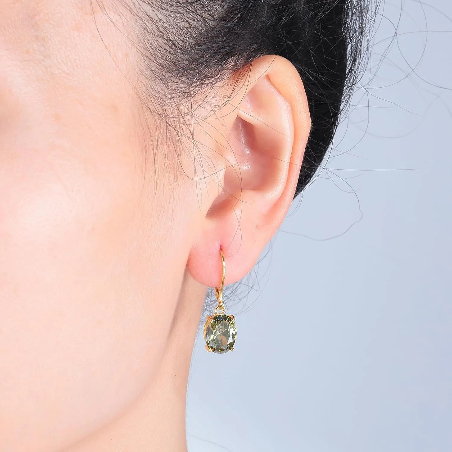 CiNily Cut-Oval Leverback Dangle Earrings for Women Hypoallergenic 14k White/Gold Plated Cubic Zircon Hanging Lever Earrings Lightweight Summer Drop Earrings Wedding Birthday Gifts Jewelry