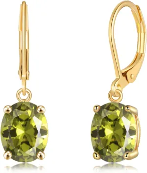 CiNily Cut-Oval Leverback Dangle Earrings for Women Hypoallergenic 14k White/Gold Plated Cubic Zircon Hanging Lever Earrings Lightweight Summer Drop Earrings Wedding Birthday Gifts Jewelry