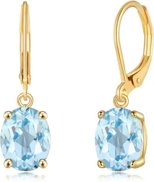 CiNily Cut-Oval Leverback Dangle Earrings for Women Hypoallergenic 14k White/Gold Plated Cubic Zircon Hanging Lever Earrings Lightweight Summer Drop Earrings Wedding Birthday Gifts Jewelry