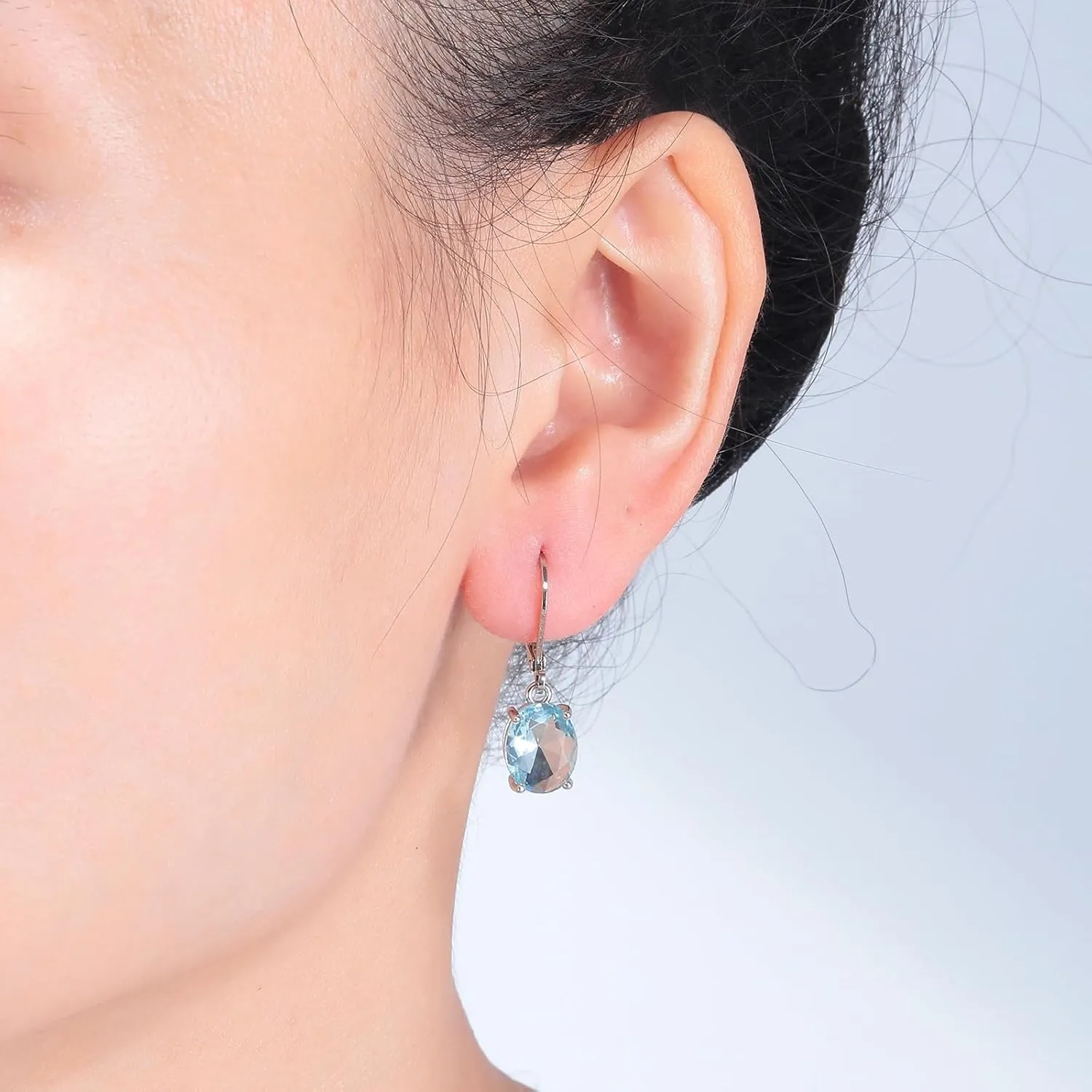 CiNily Cut-Oval Leverback Dangle Earrings for Women Hypoallergenic 14k White/Gold Plated Cubic Zircon Hanging Lever Earrings Lightweight Summer Drop Earrings Wedding Birthday Gifts Jewelry