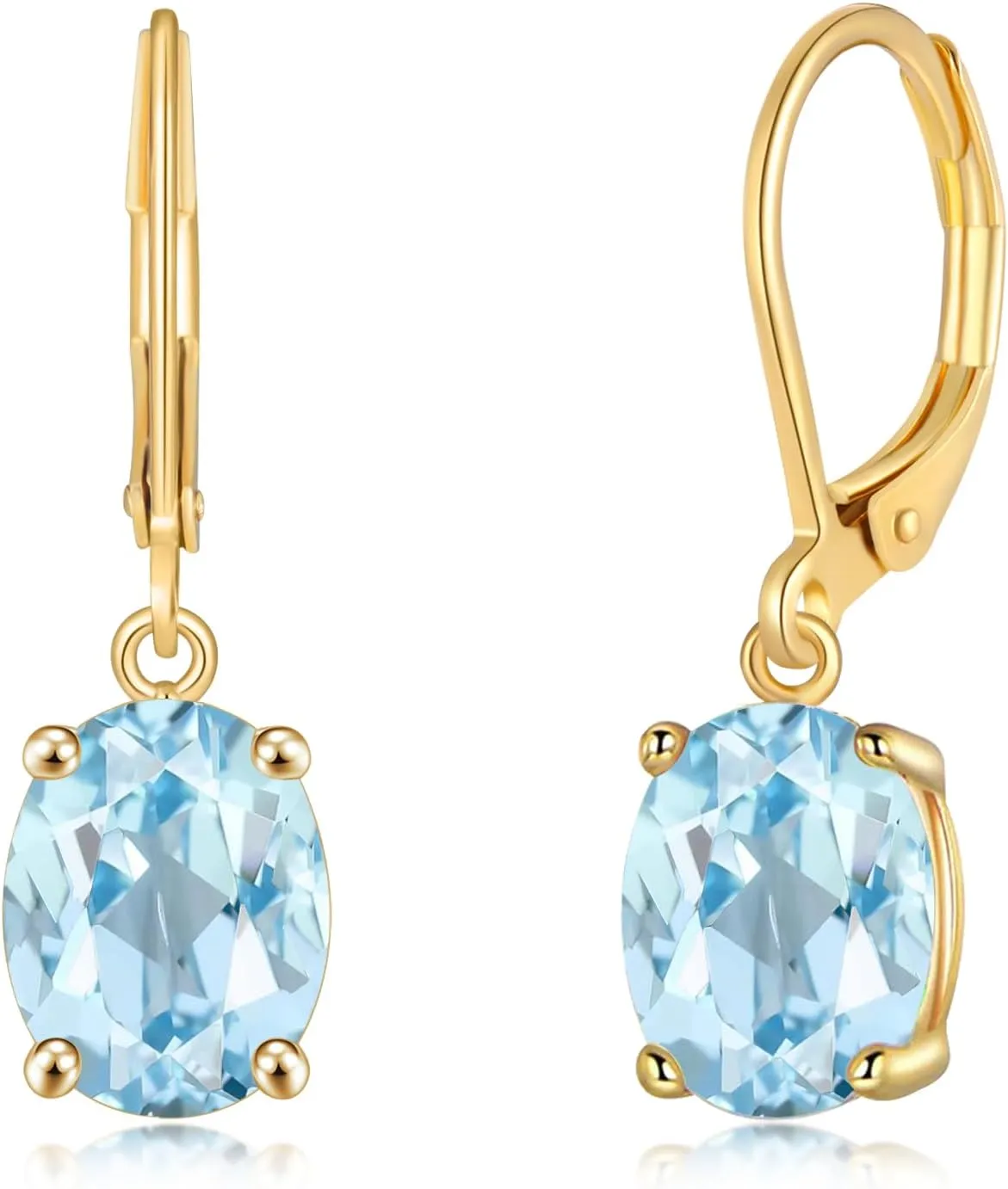 CiNily Cut-Oval Leverback Dangle Earrings for Women Hypoallergenic 14k White/Gold Plated Cubic Zircon Hanging Lever Earrings Lightweight Summer Drop Earrings Wedding Birthday Gifts Jewelry