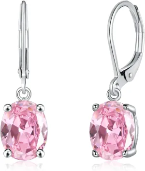 CiNily Cut-Oval Leverback Dangle Earrings for Women Hypoallergenic 14k White/Gold Plated Cubic Zircon Hanging Lever Earrings Lightweight Summer Drop Earrings Wedding Birthday Gifts Jewelry
