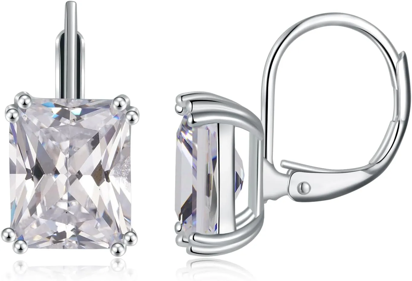 CiNily Emerald Cut Drop Dangle Earrings for Women 18K White Gold Plated Cubic Zirconia Simulated Diamond Dangle Earrings Jewelry Gifts for Weddings Birthday Party