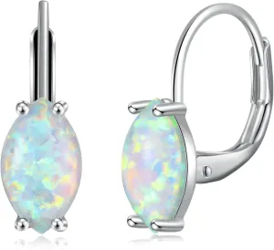 CiNily Marquise Opal Leverback Dangle Earrings for Women Hypoallergenic 14K Gold Plated Hanging Lever Fashion Earrings for Sensitive Ears, Weddings Birthday Party Jewelry Gifts