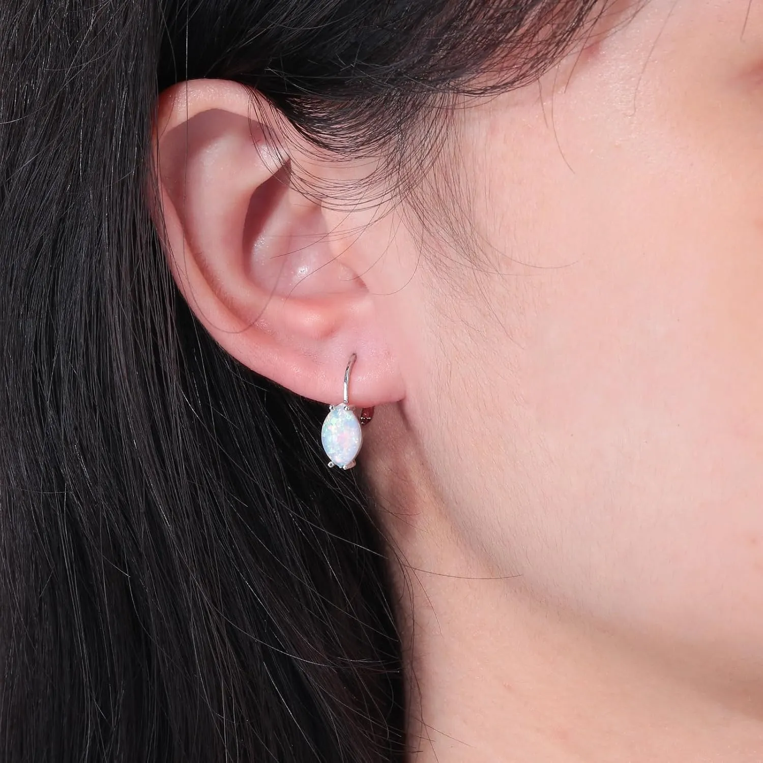 CiNily Marquise Opal Leverback Dangle Earrings for Women Hypoallergenic 14K Gold Plated Hanging Lever Fashion Earrings for Sensitive Ears, Weddings Birthday Party Jewelry Gifts