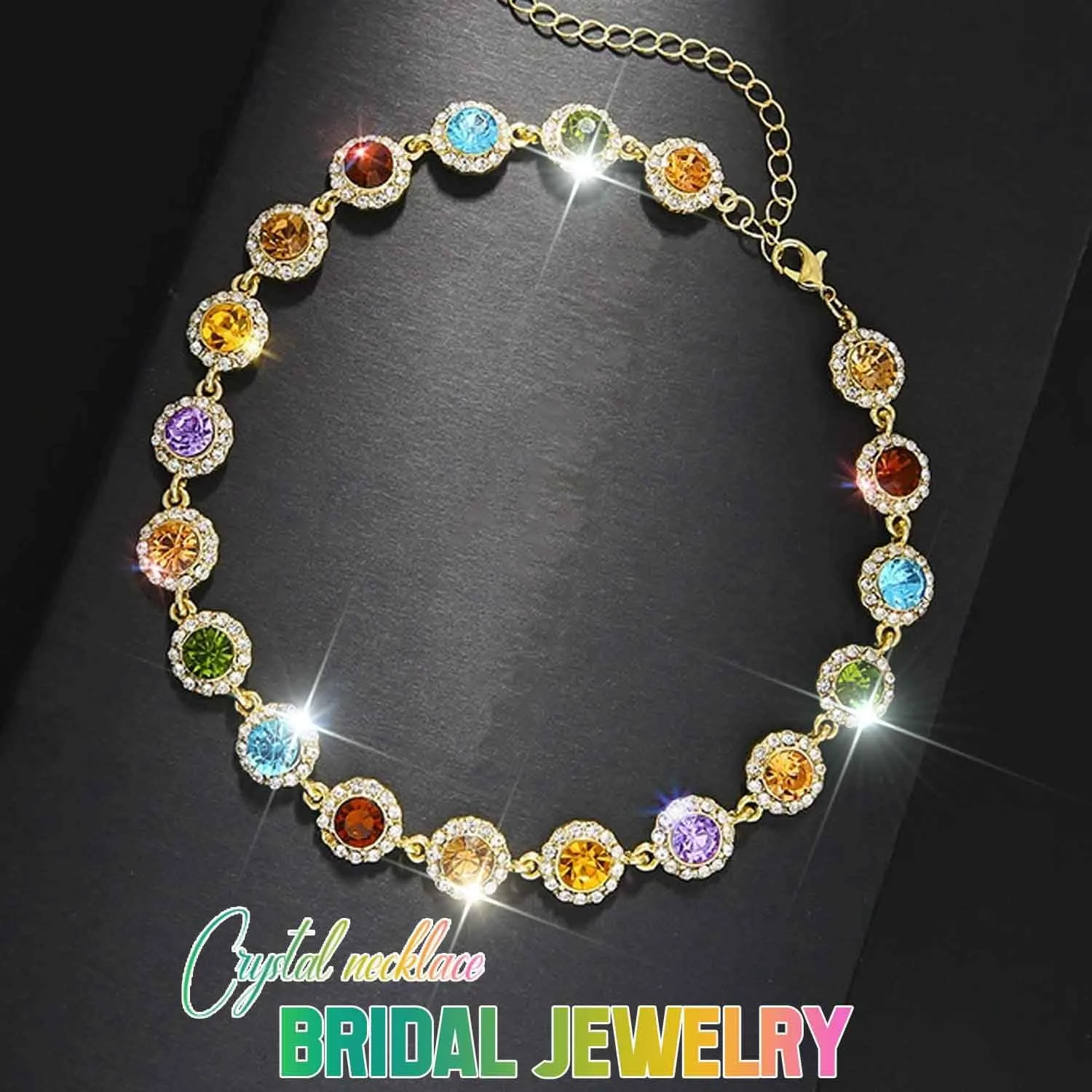 CLOACE Colorful Crystal Choker Necklace Sparkly Rhinestone Chokers Necklaces Chain Party Prom Neck Jewelry for Women