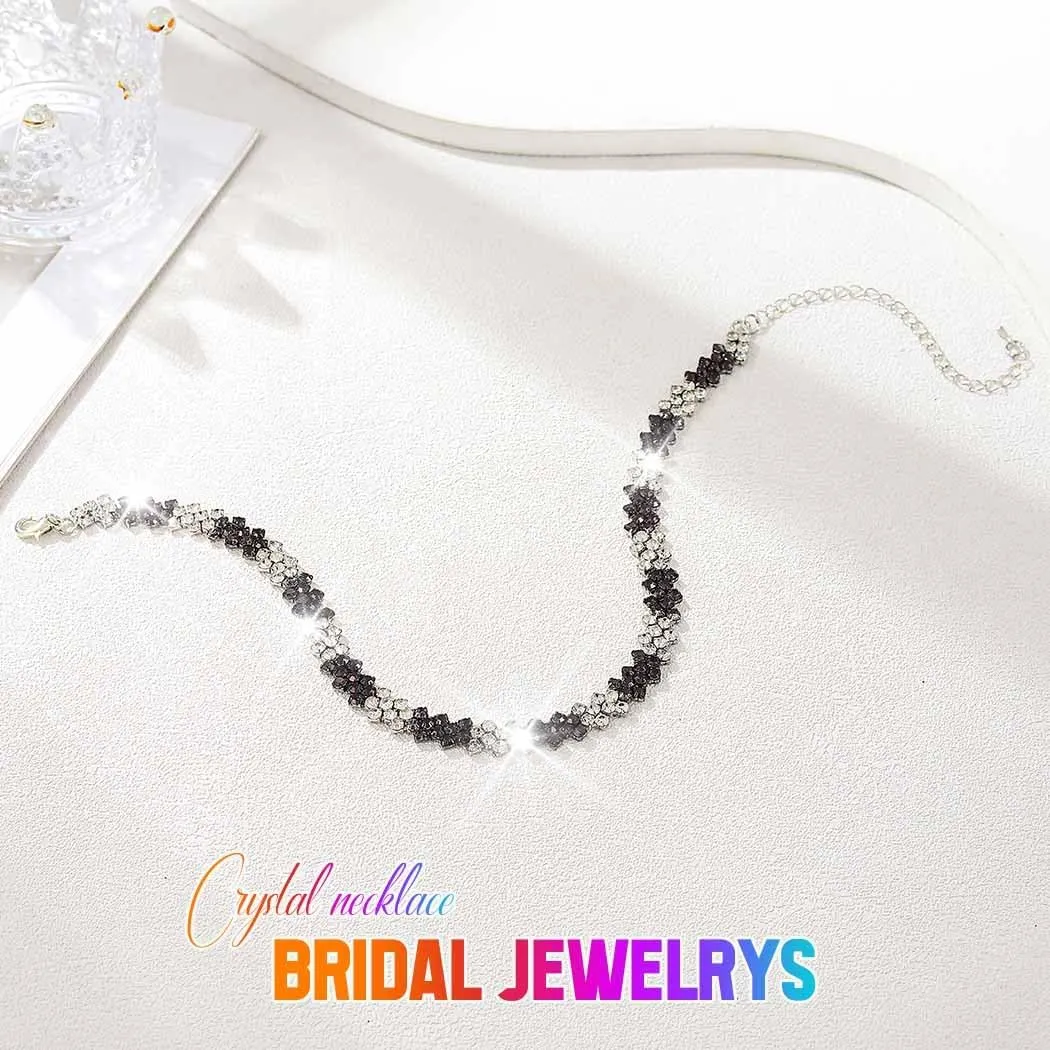 CLOACE Rhinestone Choker Necklace Diamond Row Necklaces Sparkly Crystal Neck Chain Jewerly Prom Accessories for Women