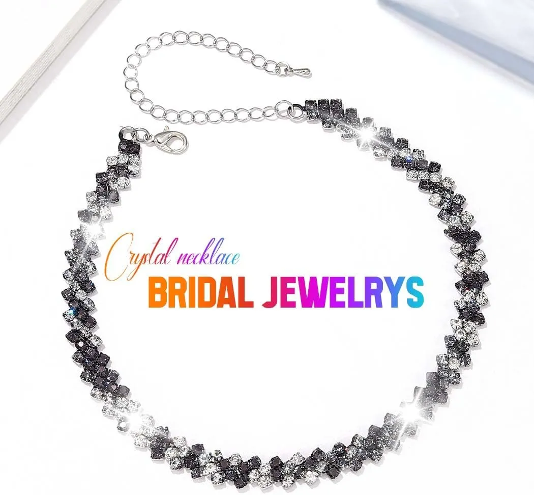 CLOACE Rhinestone Choker Necklace Diamond Row Necklaces Sparkly Crystal Neck Chain Jewerly Prom Accessories for Women