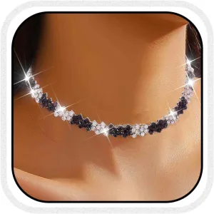 CLOACE Rhinestone Choker Necklace Diamond Row Necklaces Sparkly Crystal Neck Chain Jewerly Prom Accessories for Women