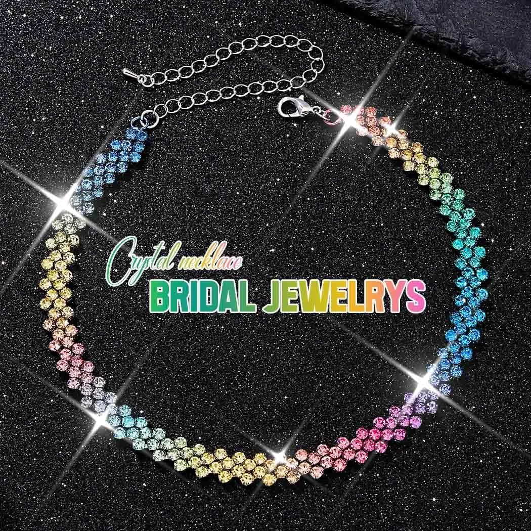CLOACE Rhinestone Choker Necklace Diamond Row Necklaces Sparkly Crystal Necklace Chain Jewerly Prom Accessories for Women