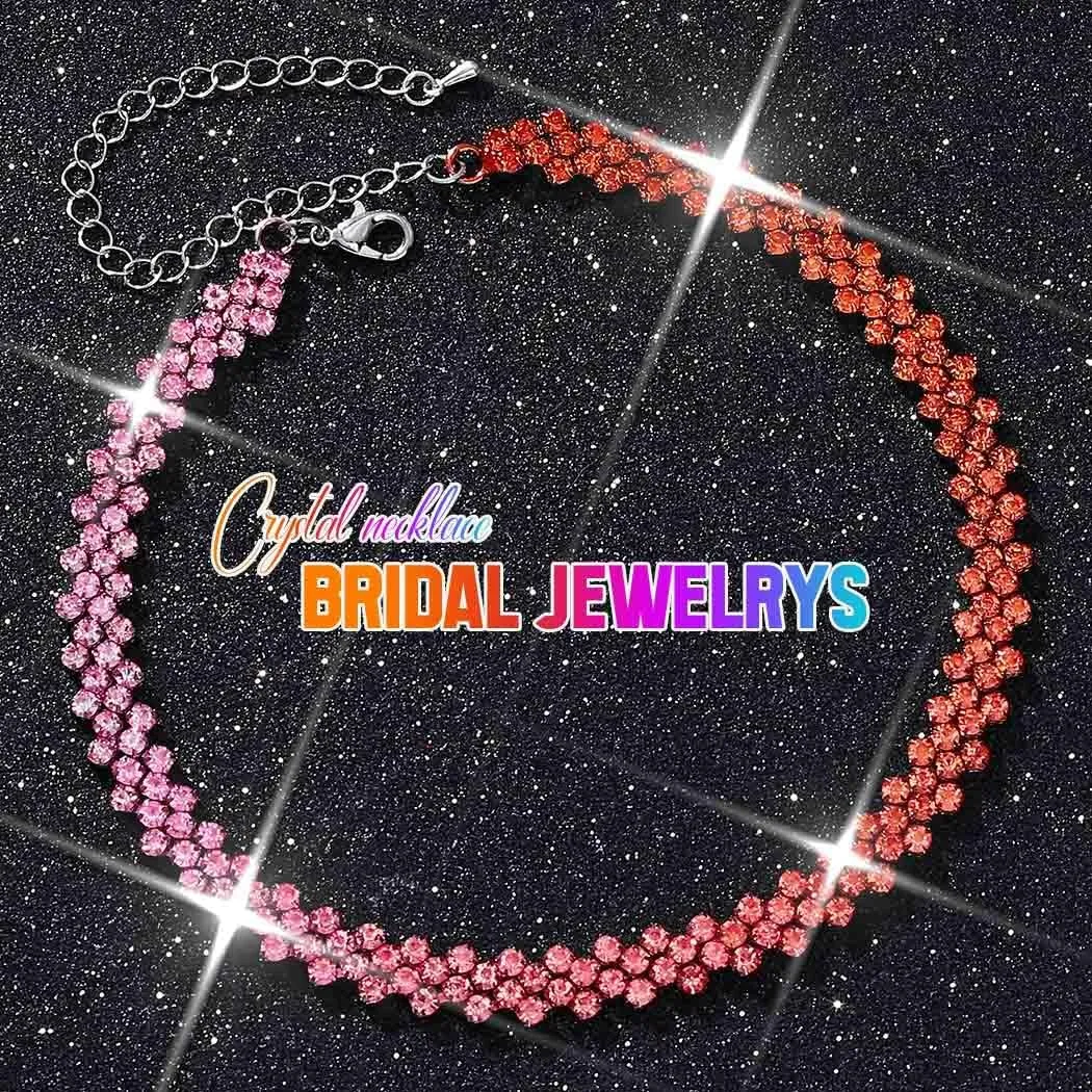 CLOACE Rhinestone Choker Necklace Diamond Row Necklaces Sparkly Crystal Necklace Chain Jewerly Prom Accessories for Women