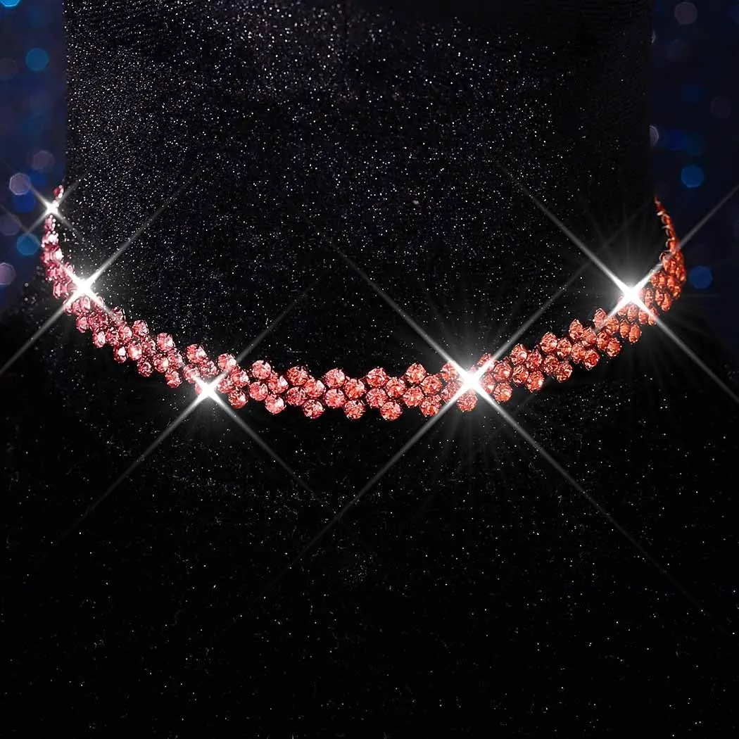 CLOACE Rhinestone Choker Necklace Diamond Row Necklaces Sparkly Crystal Necklace Chain Jewerly Prom Accessories for Women