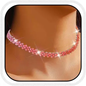 CLOACE Rhinestone Choker Necklace Diamond Row Necklaces Sparkly Crystal Necklace Chain Jewerly Prom Accessories for Women