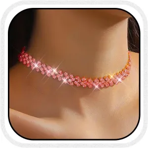 CLOACE Rhinestone Choker Necklace Diamond Row Necklaces Sparkly Crystal Necklace Chain Jewerly Prom Accessories for Women