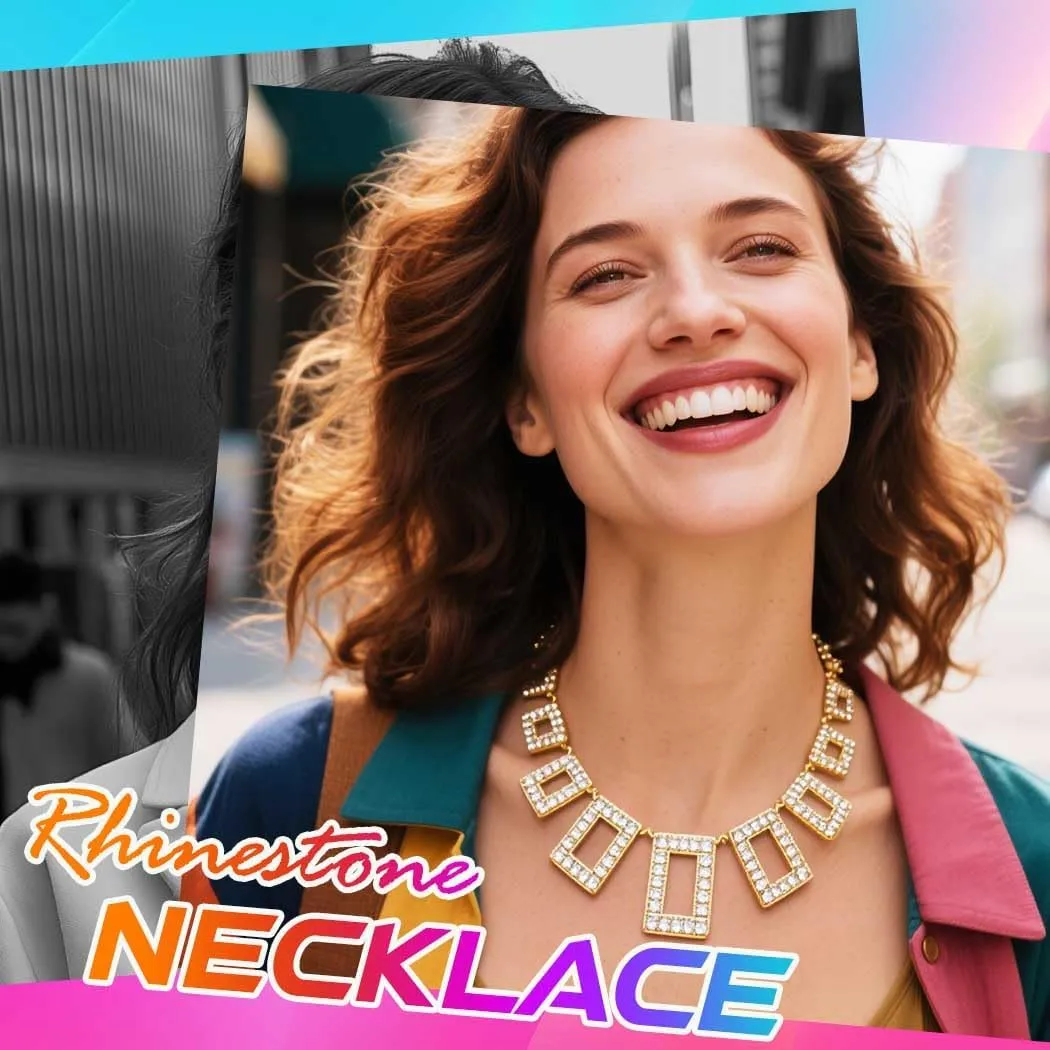 CLOACE Rhinestone Choker Necklace Diamond Row Necklaces Sparkly Prom Chain Jewerly for Women