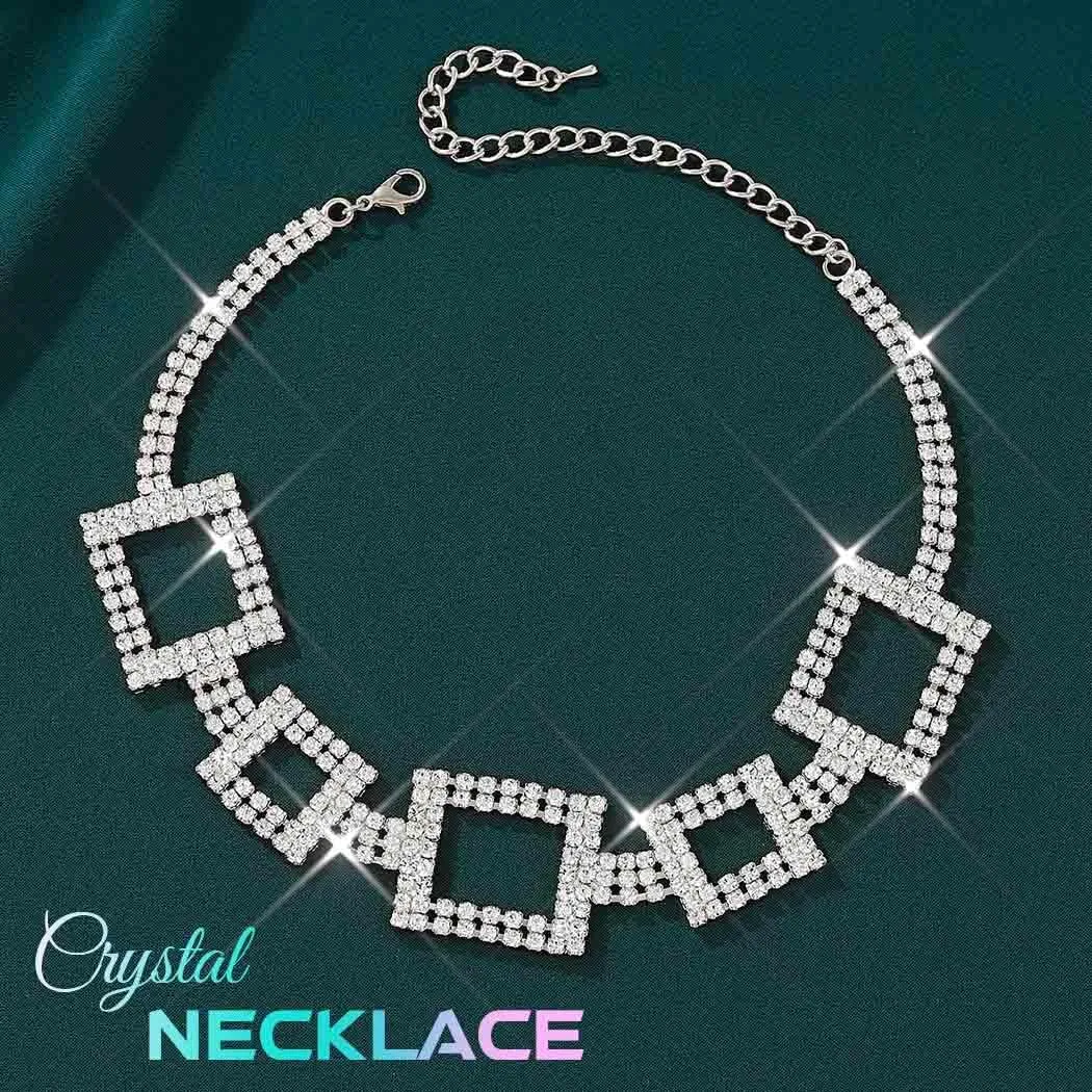 CLOACE Rhinestone Choker Necklace Diamond Row Necklaces Sparkly Prom Chain Jewerly for Women