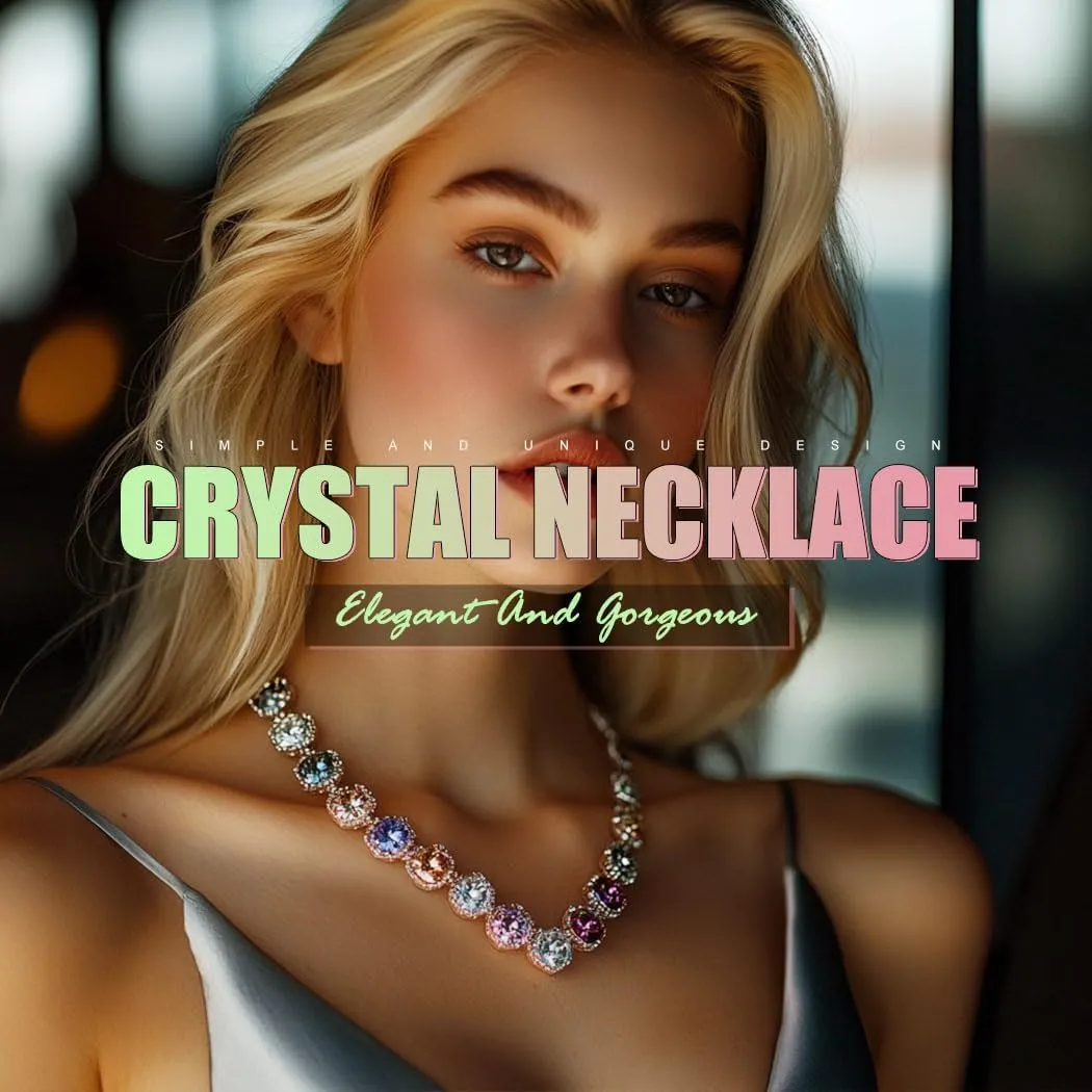Colorful Crystal Choker Necklace Sparkly Rhinestone Chokers Necklaces Gold Chain Party Prom Neck Jewelry for Women