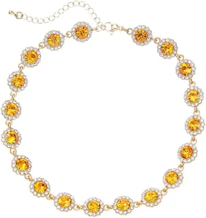 Colorful Crystal Choker Necklace Sparkly Rhinestone Chokers Necklaces Gold Chain Party Prom Neck Jewelry for Women