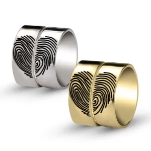 Couples Rings Set of 2 Fingerprints Personalized,Mother&#39;s Day Gift,Birthday gift,Anniversay gift,Valentine gift,HIS & HERS,Couples Jewelry