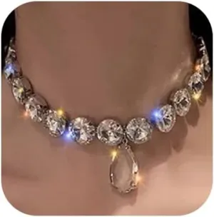 Crystal Choker Necklace Rhinestone Chokers Adjustable Necklaces Chain Fashion Accessories for Women
