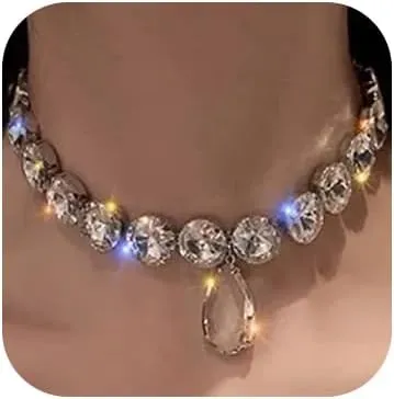 Crystal Choker Necklace Rhinestone Chokers Adjustable Necklaces Chain Fashion Accessories for Women