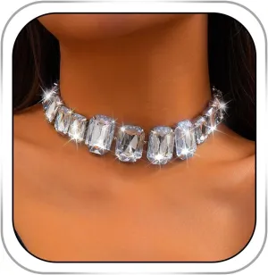 Crystal Choker Necklace Sparkle Rhinestones Collar Necklace Wedding Bride Necklace Jewelry for Women