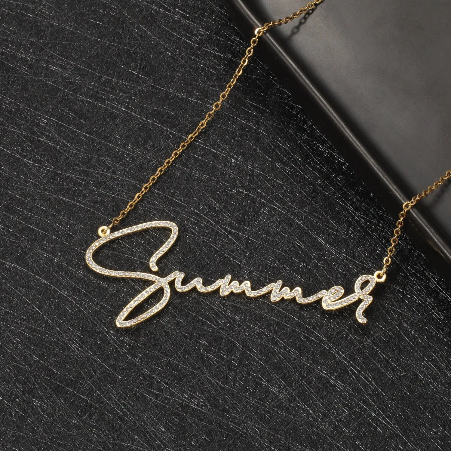 Crystal Signature Font Necklace QDN3015