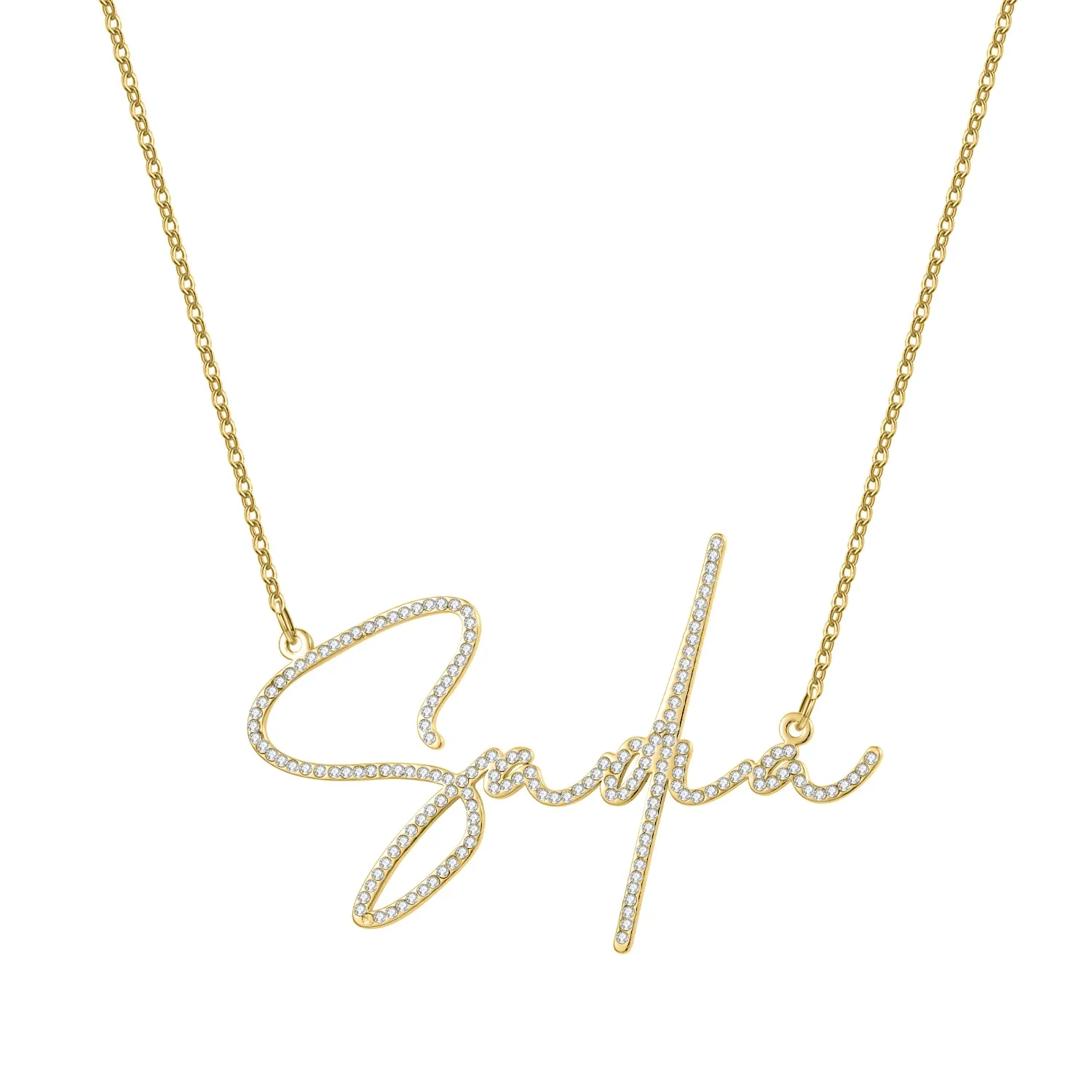 Crystal Signature Font Necklace QDN3015