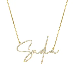 Crystal Signature Font Necklace QDN3015
