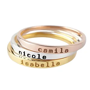Custom Name Ring - Stackable Sterling Silver or Gold Rings, Personalized Engraved Jewelry, Ideal Gift for Women, Birthdays, and Anniversaries