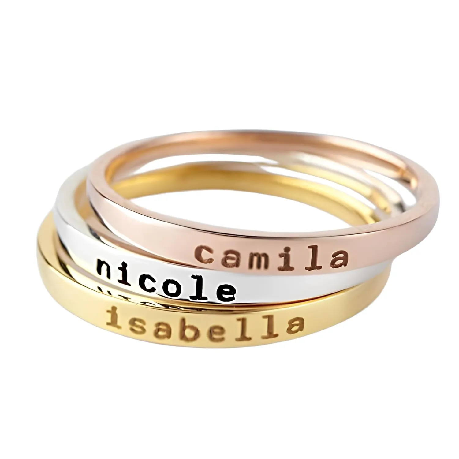 Custom Name Ring - Stackable Sterling Silver or Gold Rings, Personalized Engraved Jewelry, Ideal Gift for Women, Birthdays, and Anniversaries