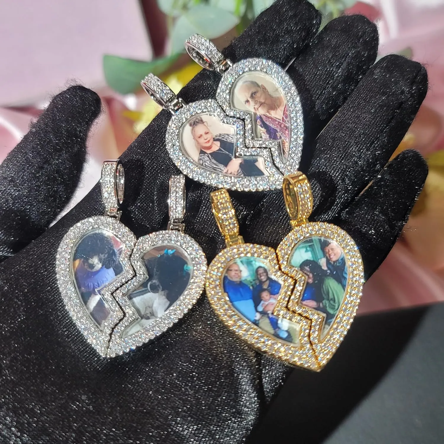 Custom Photo Necklace for Women Men Memory Gifts Round & Angel Wing &Heart-Shaped Personalized Picture Pendants Chain Engraving Any Text Hip Hop Jewelry