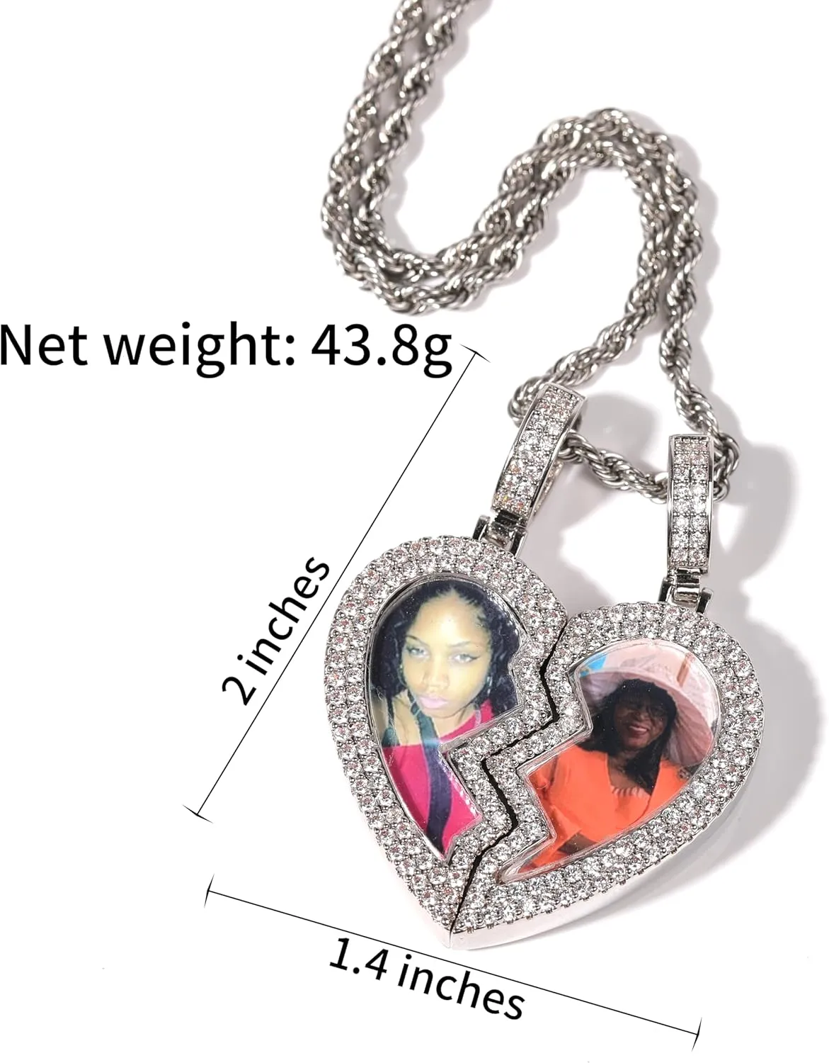 Custom Photo Necklace for Women Men Memory Gifts Round & Angel Wing &Heart-Shaped Personalized Picture Pendants Chain Engraving Any Text Hip Hop Jewelry